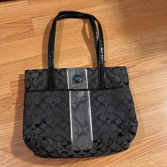 Coach Handbags - Coach Black and Gray Signature Tote
